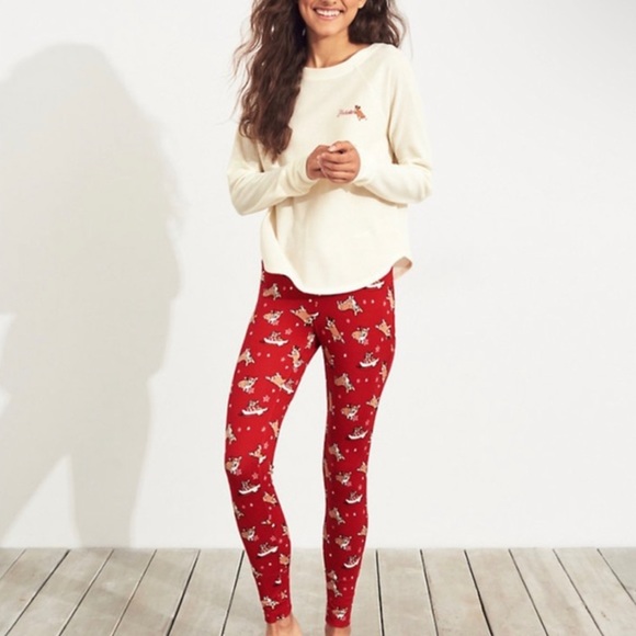 NWT Hollister Holiday Cozy Waffle Pyjama Gift Set, Red/White - Picture 3 of 9
